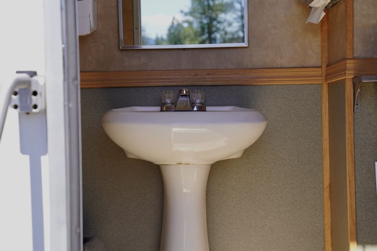 T-16 Two Stall White Trailer, inside